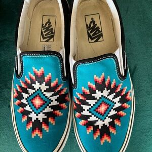 Vans Classic Slip On Desert Vibes Teal Blue Size US Men 8 Women 9.5 VN0A5JLXOVV
